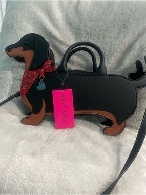 Betsey Johnson Dachshund Crossbody Bag - Black, Brown, Red